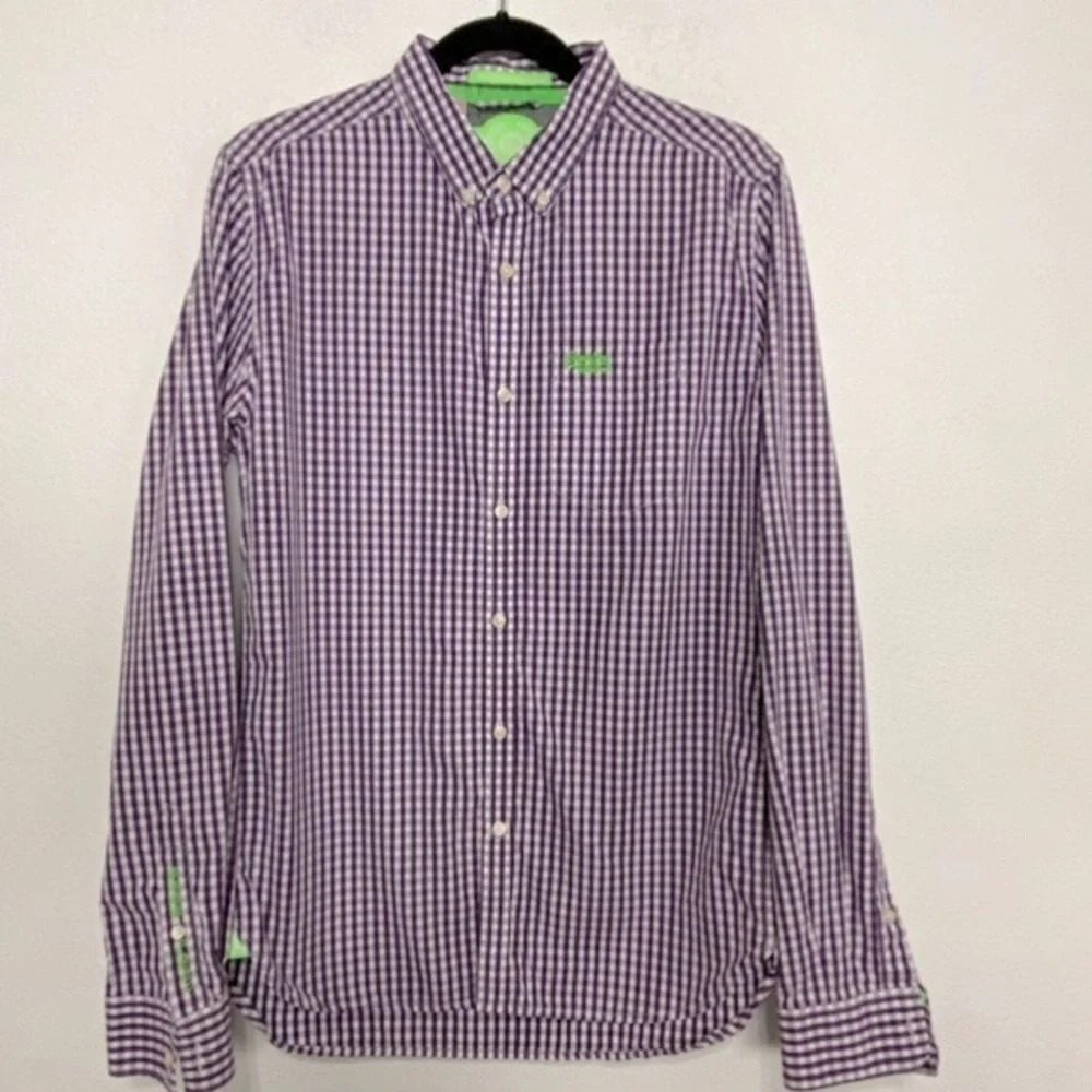 Superdry London Purple/White New Shirt Shop Button Down Shirt Size Medium